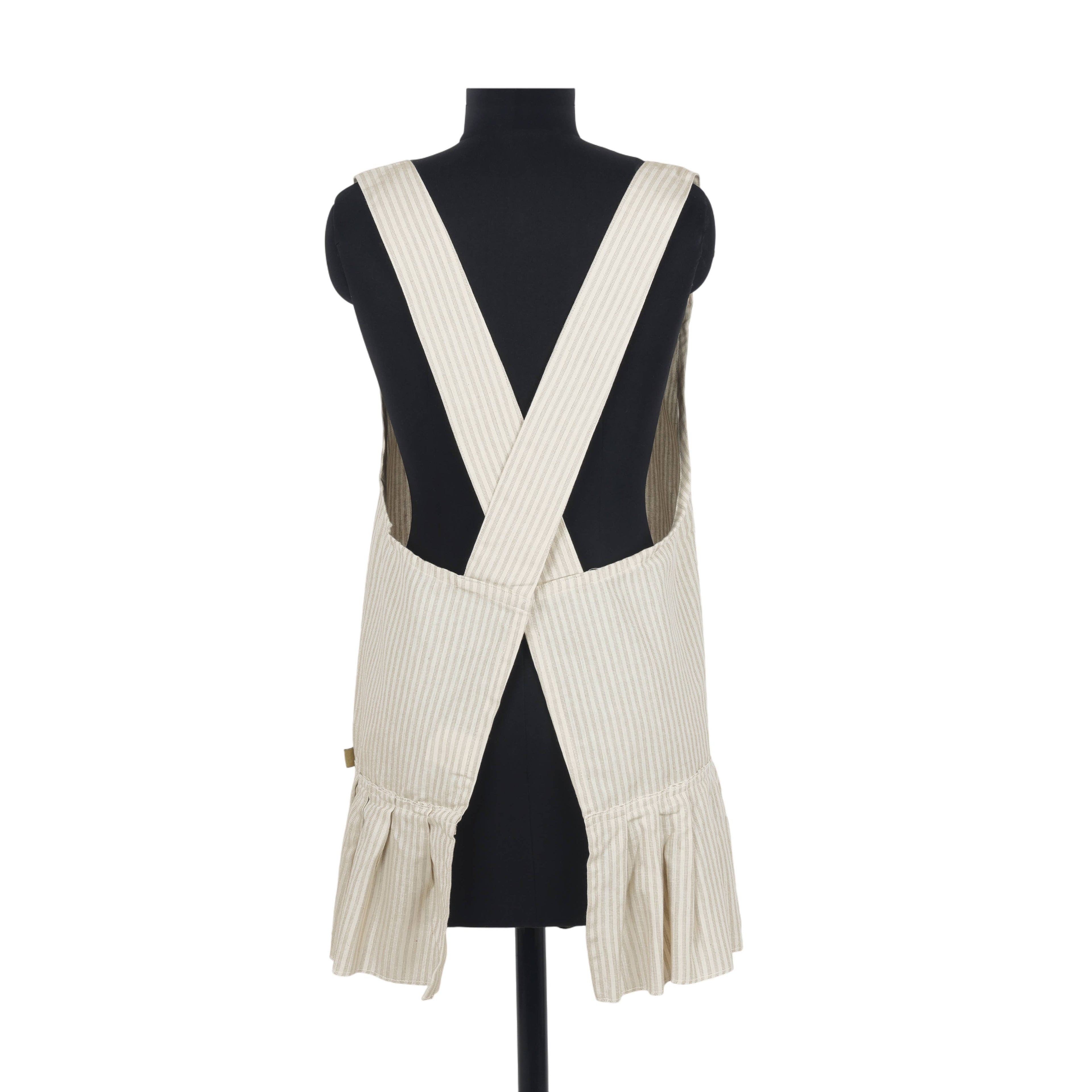 Manor Stripe Pinafore Apron - Taupe