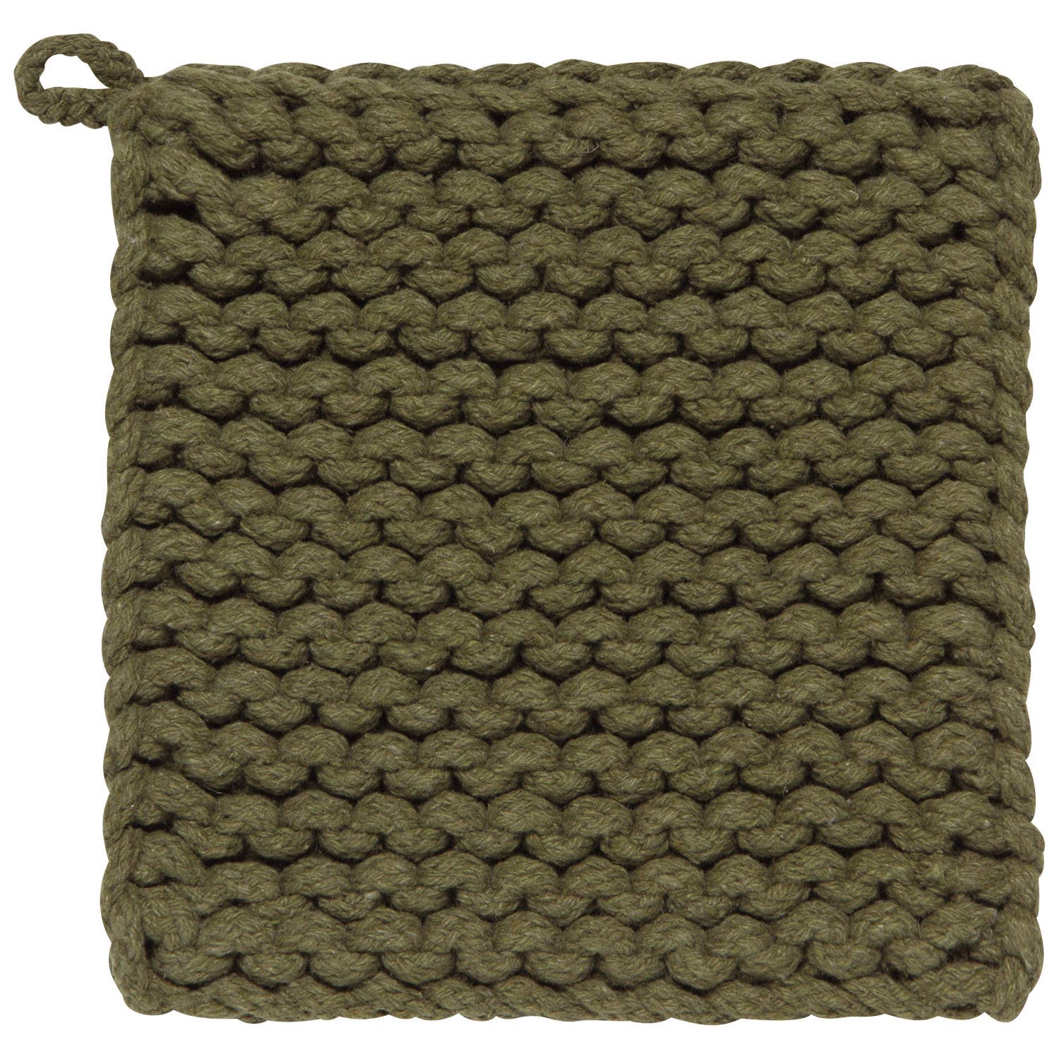 Knit Potholder - Olive