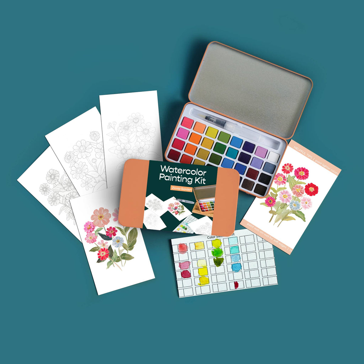 Watercolor Painting Kit - Zinnia Garden