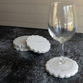 Emery Scallop Edge Set 4 Coaster Set Marble Jute Tie
