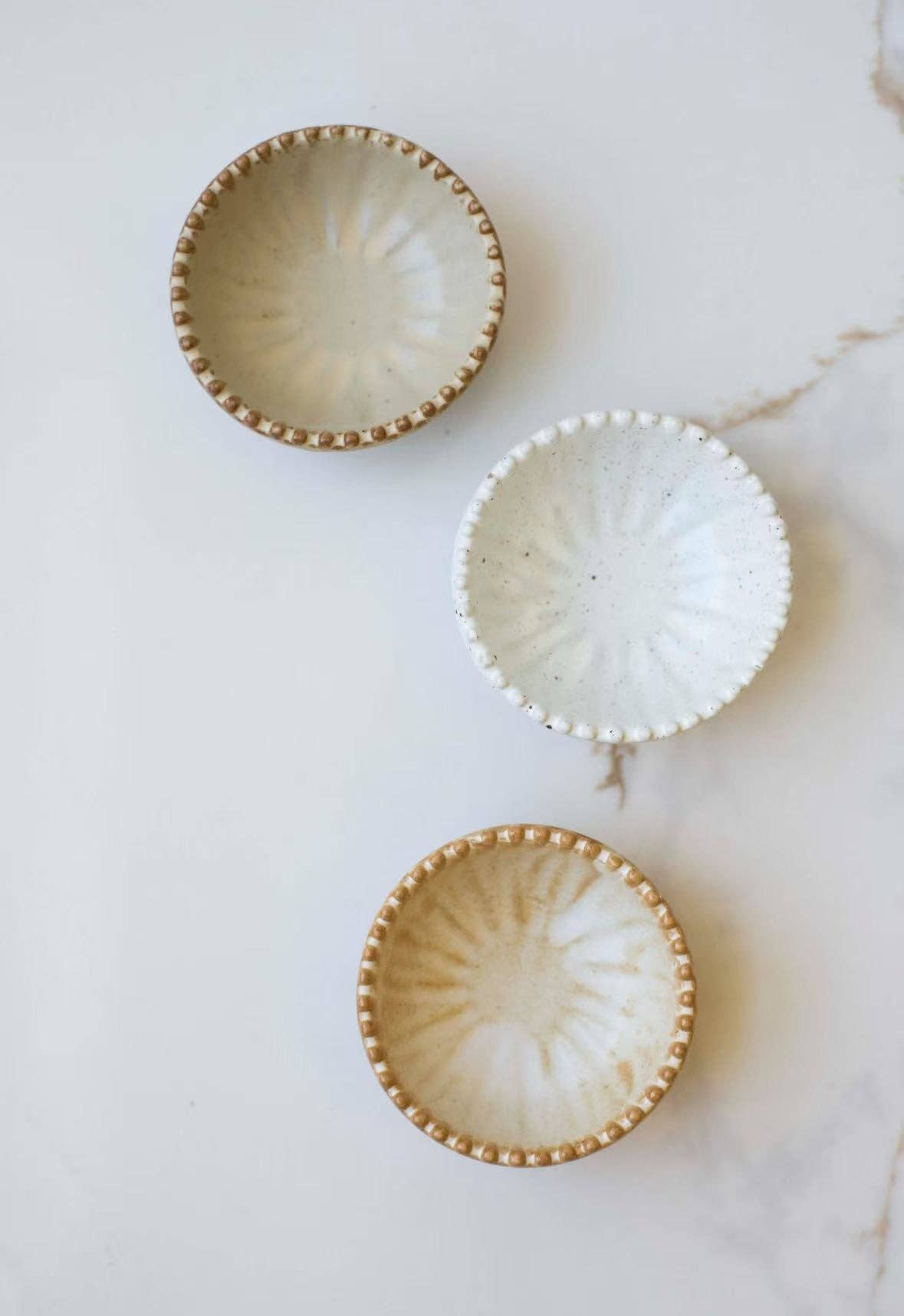 Ruffled Edge Ceramic Pinch Bowls
