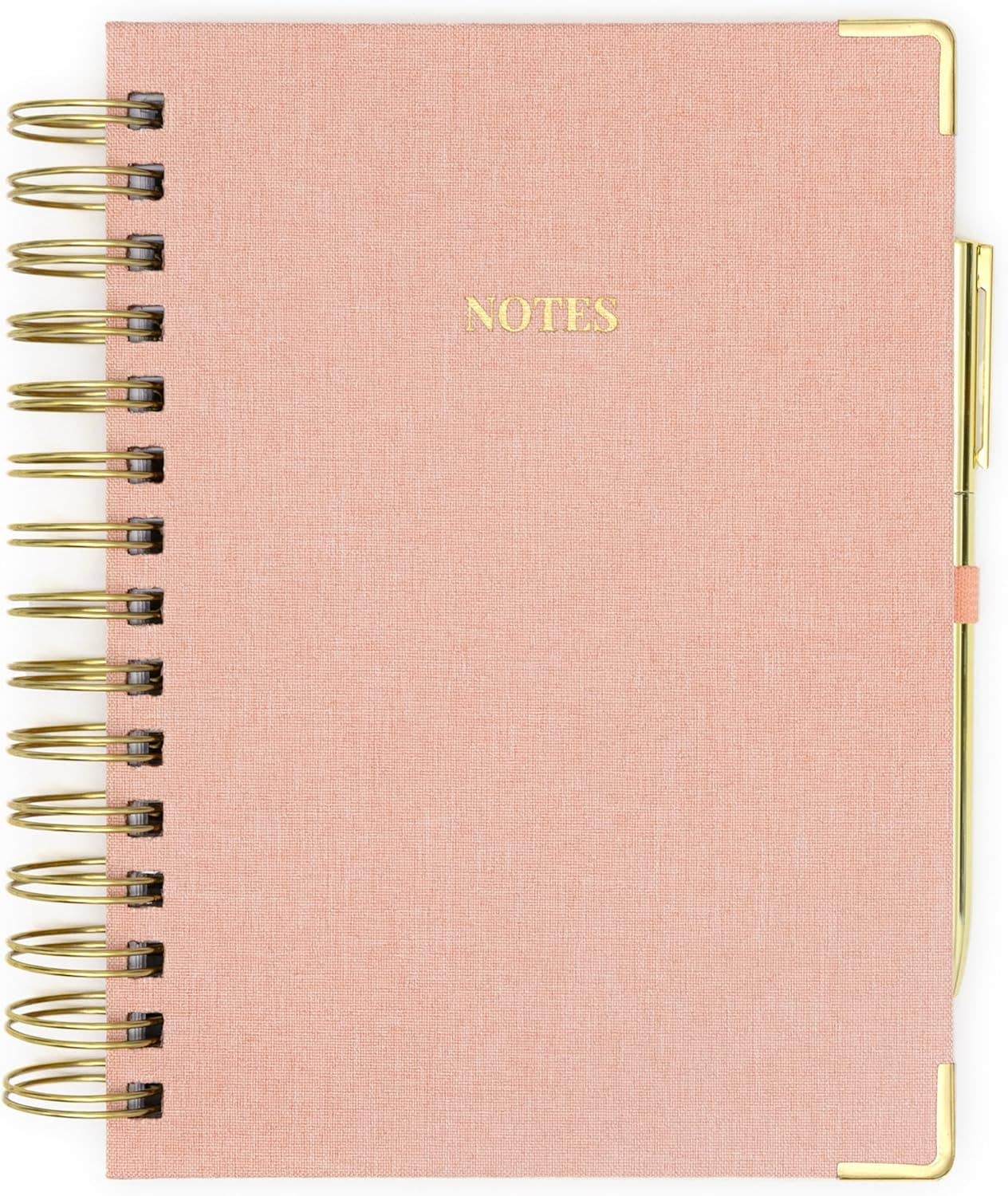 Spiral Fabric Notebook With Pen - Pink