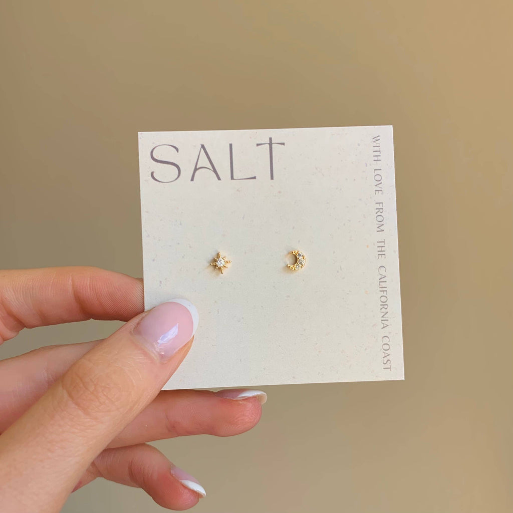 Star & Moon Stud Earrings
