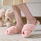 Faux Fur Criss Cross Slipper
