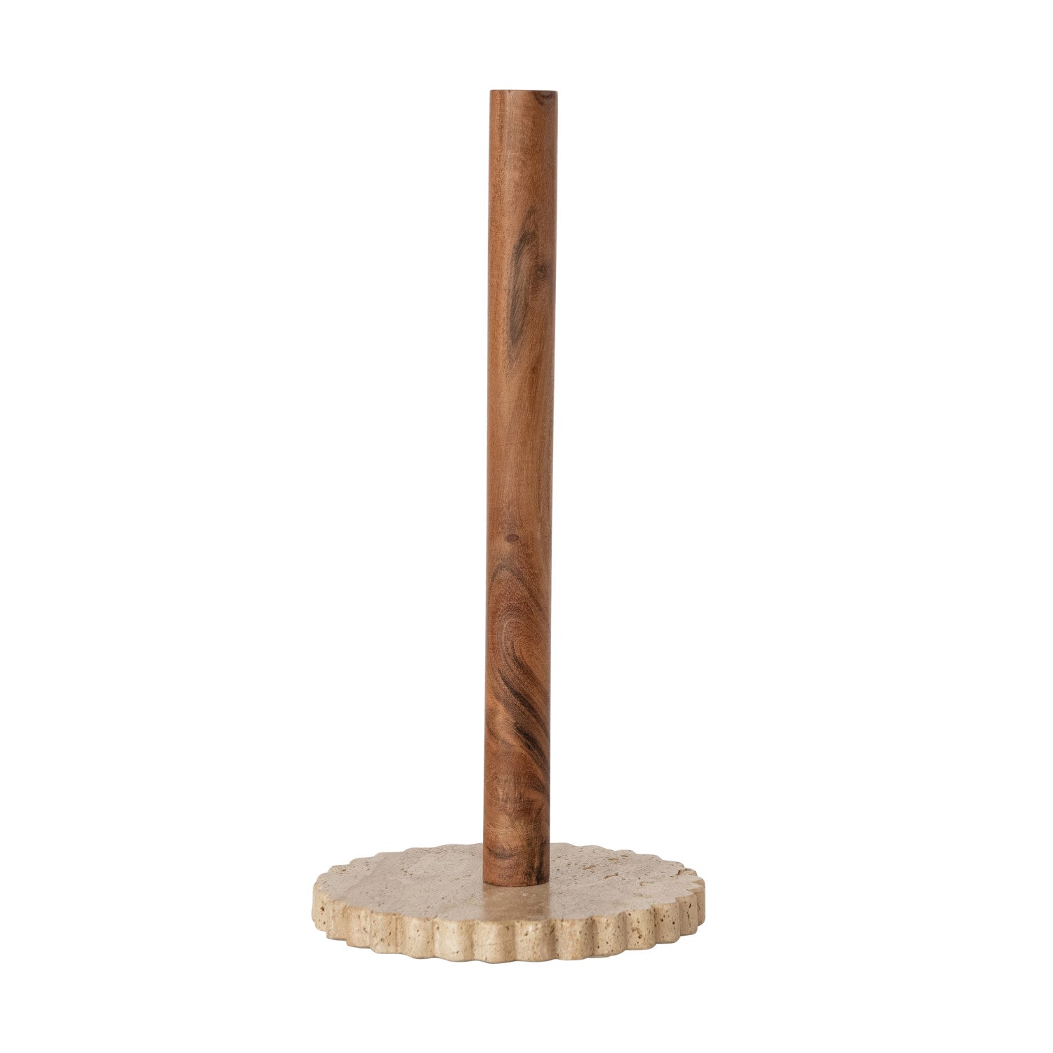 Acacia Wood Paper Towel Holder with Scalloped Base