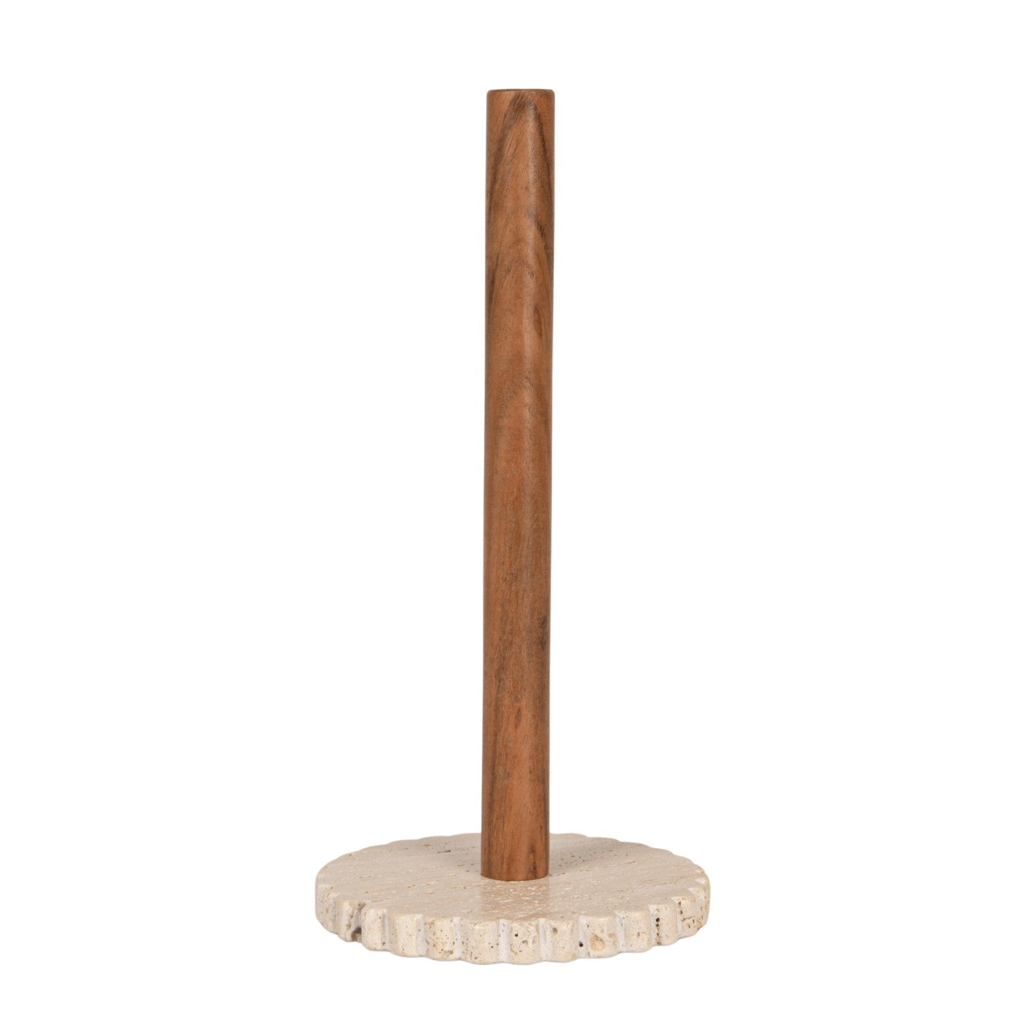 Acacia Wood Paper Towel Holder with Scalloped Base