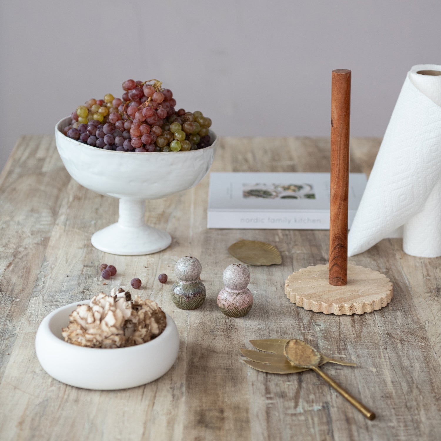 Acacia Wood Paper Towel Holder with Scalloped Base