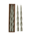 Pair of Twisted Taper Candles - Sage
