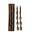 Pair of Twisted Taper Candles - Brown
