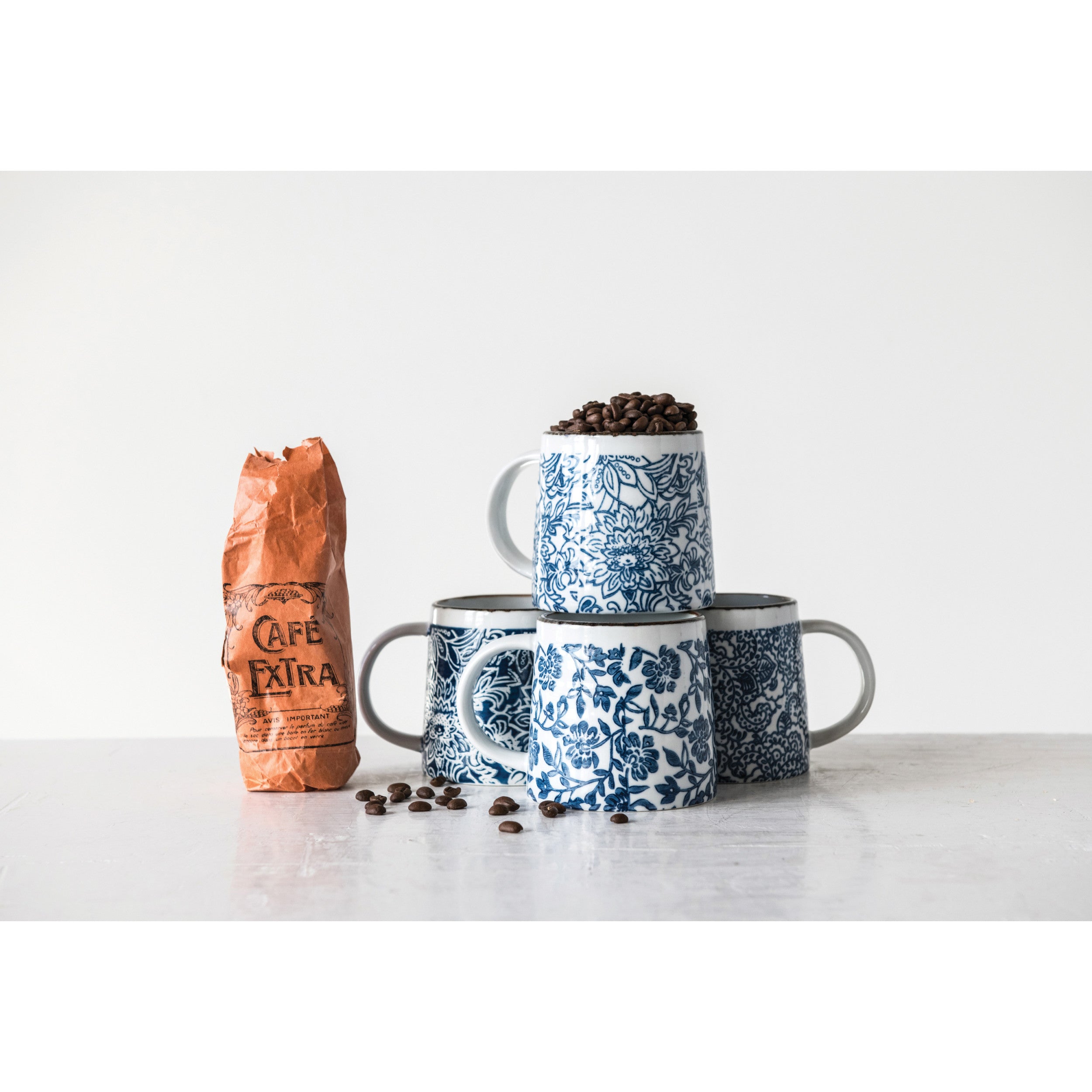 Blue & White Stoneware Mug
