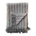 Woven Recycled Cotton Blend Throw with Stripes & Fringe