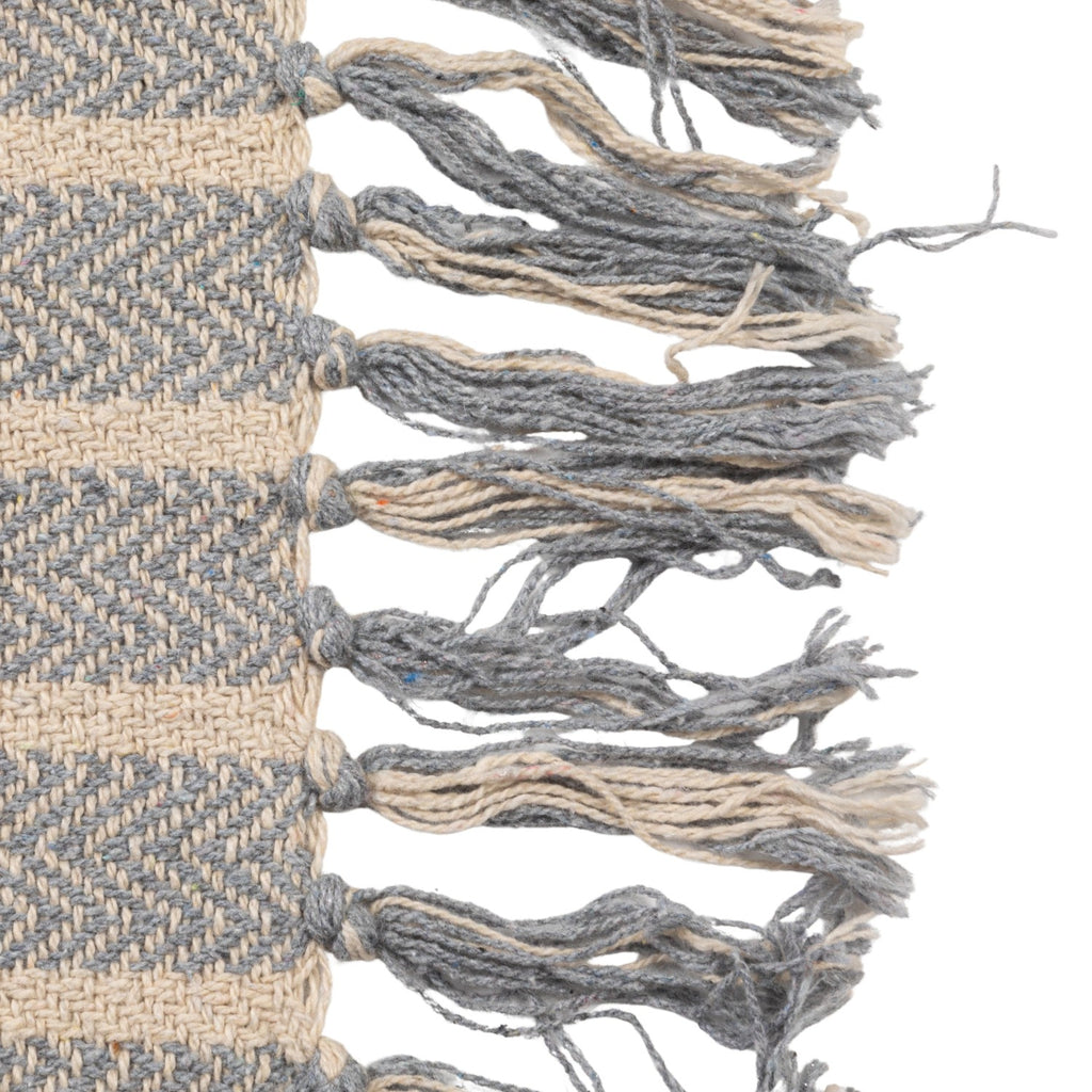 Woven Recycled Cotton Blend Throw with Stripes & Fringe