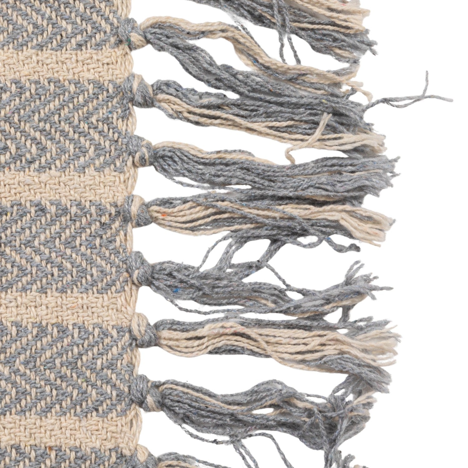 Woven Recycled Cotton Blend Throw with Stripes & Fringe