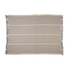 Woven Recycled Cotton Blend Throw with Stripes & Fringe