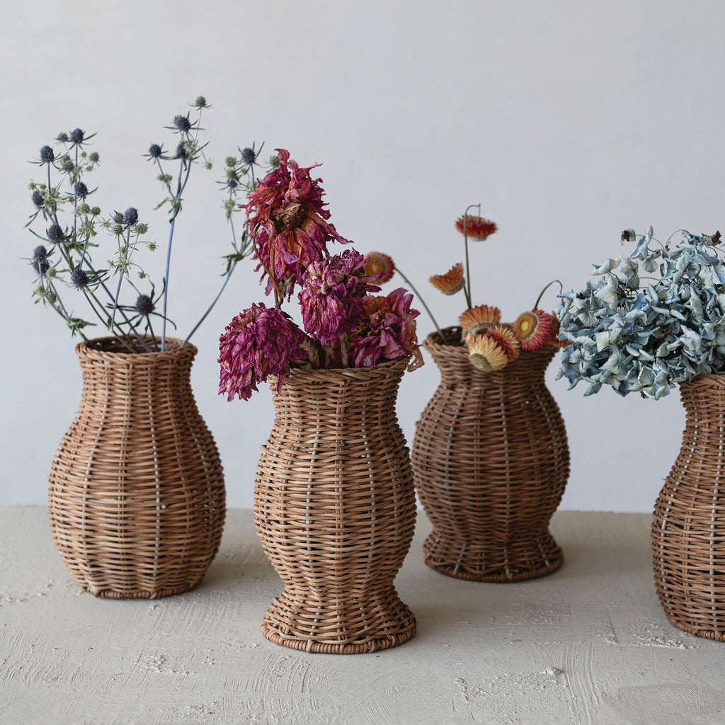 Hand-Woven Rattan Vase