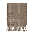 Cotton Blend Striped Throw with Braided Fringe