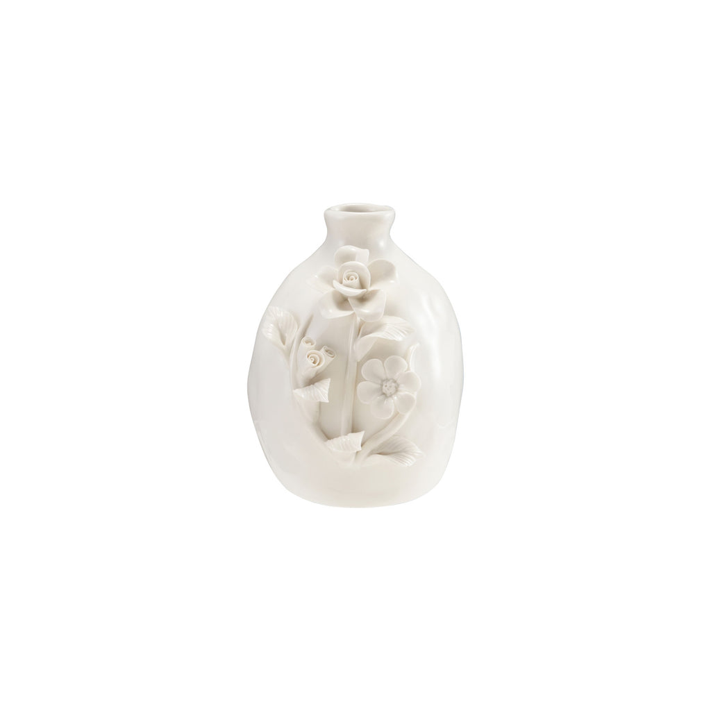 Stoneware Vase with 3D Flowers
