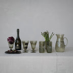 Green Glass Pitcher with Etched Botanicals