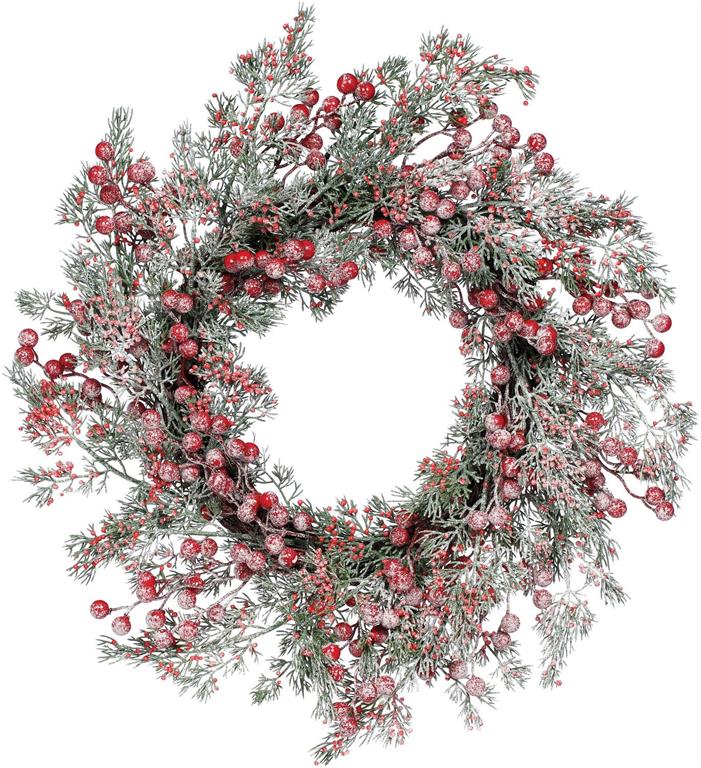 20" Frosted Pine & Berry Wreath