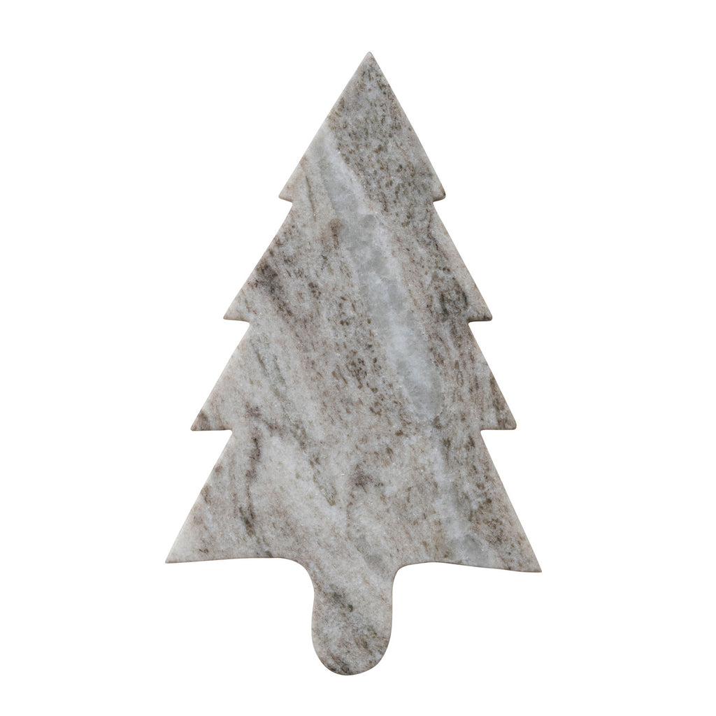 Marble Tree Shaped Cheese/Serving Board, Brown Melange (Each One Will Vary)