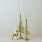 Resin Deer Shaped Taper Holder, Antique Gold Finish