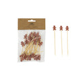 Bamboo Single Use Picks w/ Gingerbread Man Shaped Handles, Natural & Brown, Set of 50