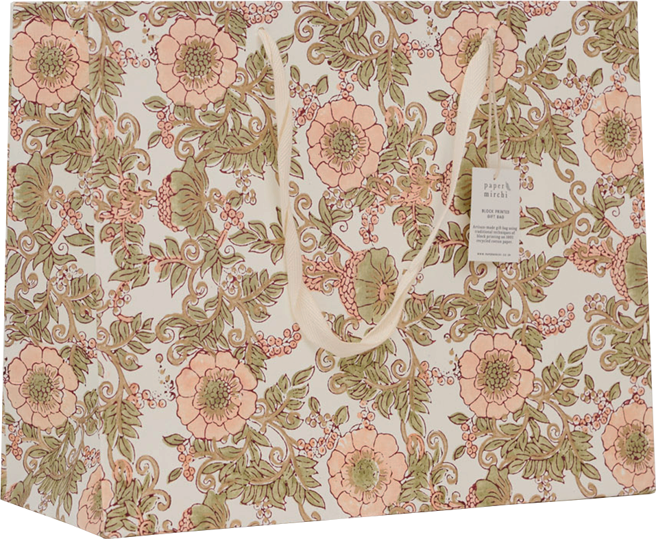 Large Block Print Gift Bag - Rose Terracotta