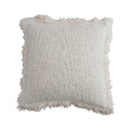 20" Square Woven Cotton Bouclé Pillow with Fringe & Flanged Edge