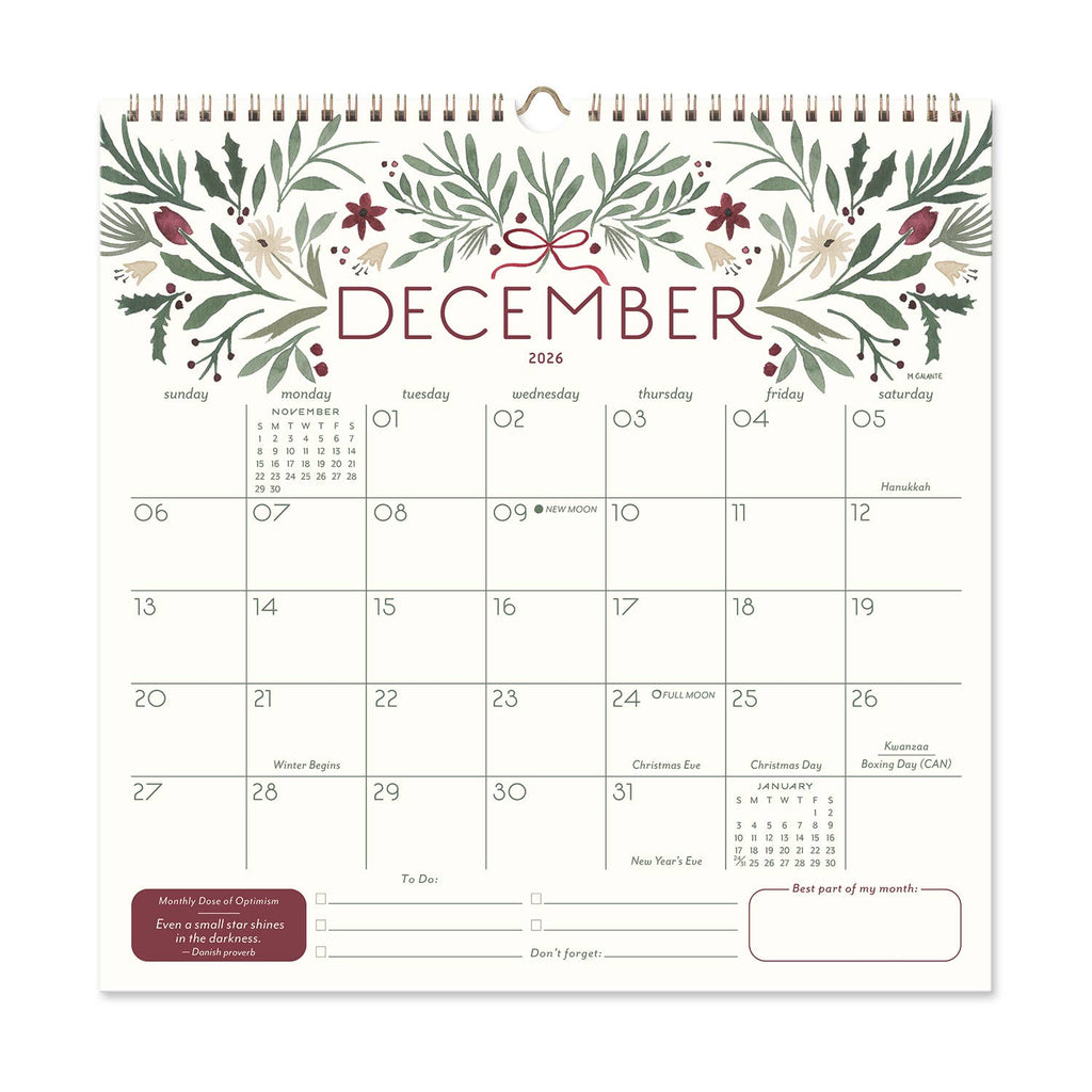 2026 Seedlings Garden Party 12 Month Classic Grid Calendar