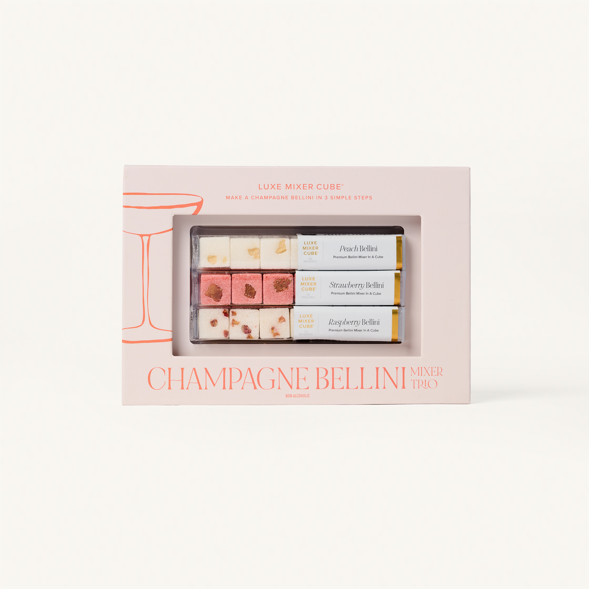 Champagne Bellini Mixer Trio, Strawberry & Raspberry