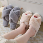 Faux Fur Criss Cross Slipper
