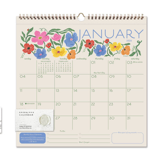 2026 Seedlings Garden Party 12 Month Classic Grid Calendar
