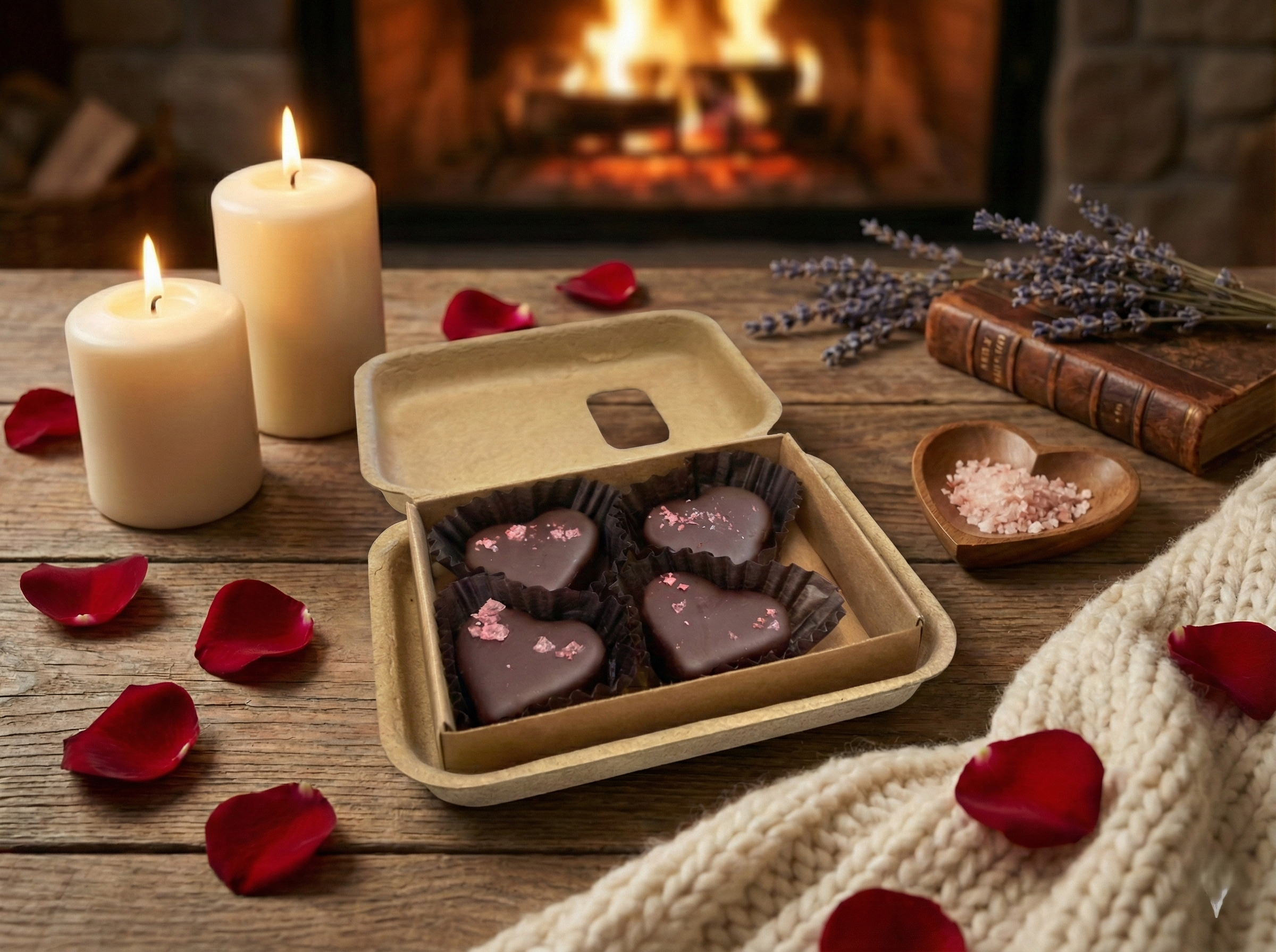 Sparkling Valentine’s Heart Shaped Truffles – 4-Piece - Dark