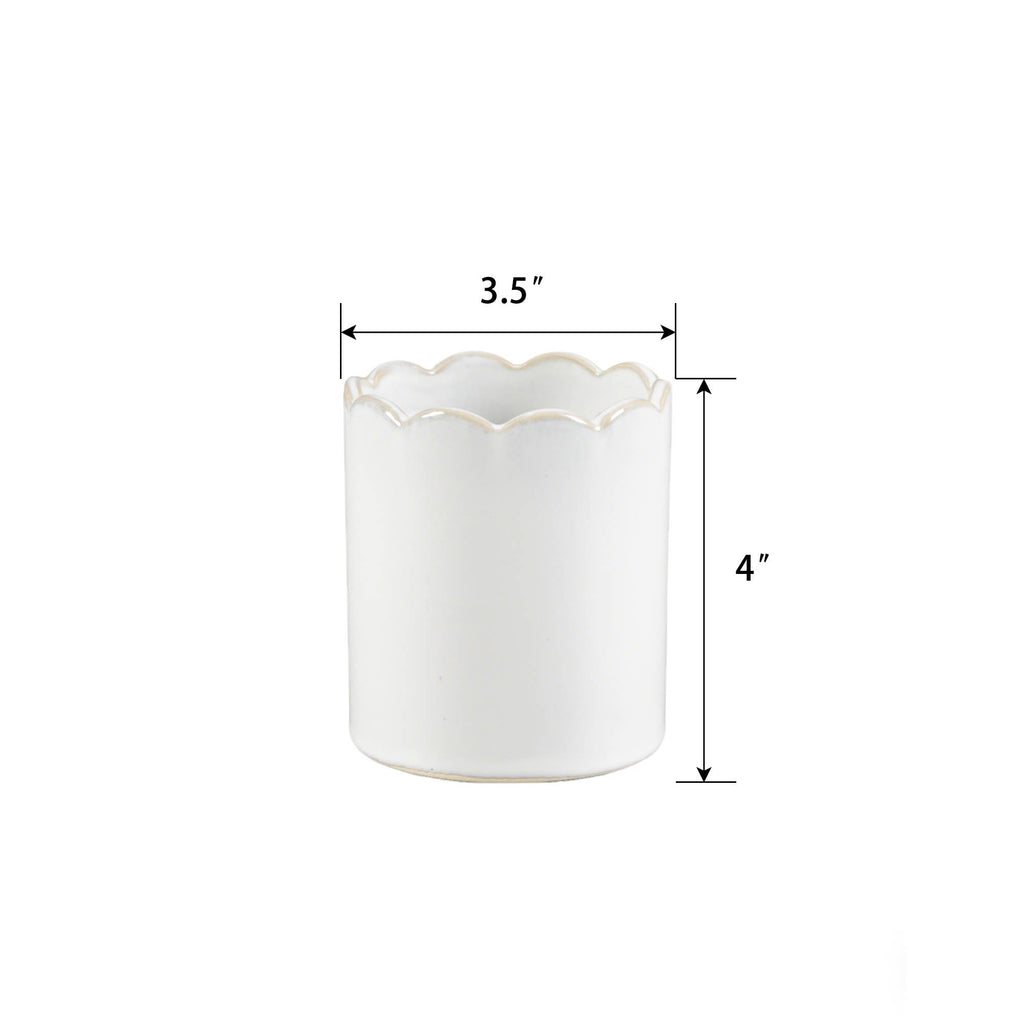 4"H Ceramic Scalloped Edge Pencil Holder