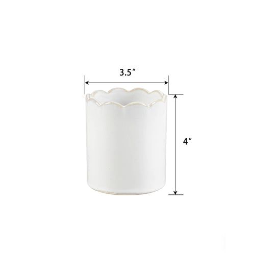4"H Ceramic Scalloped Edge Pencil Holder