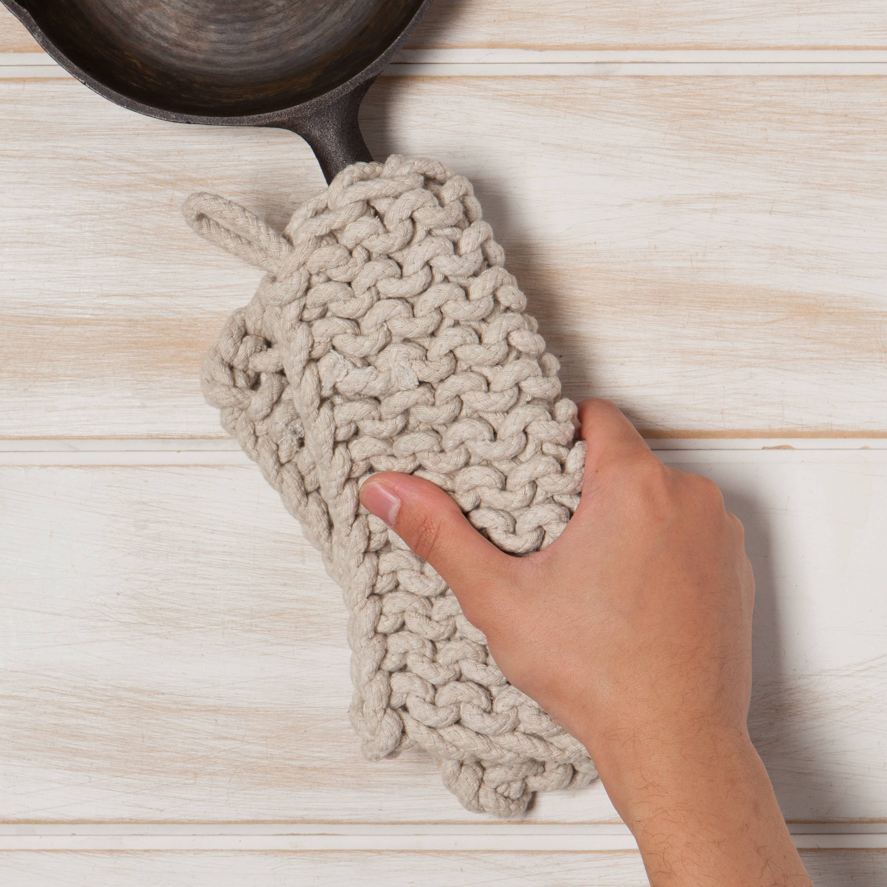 Knit Potholder - Gray