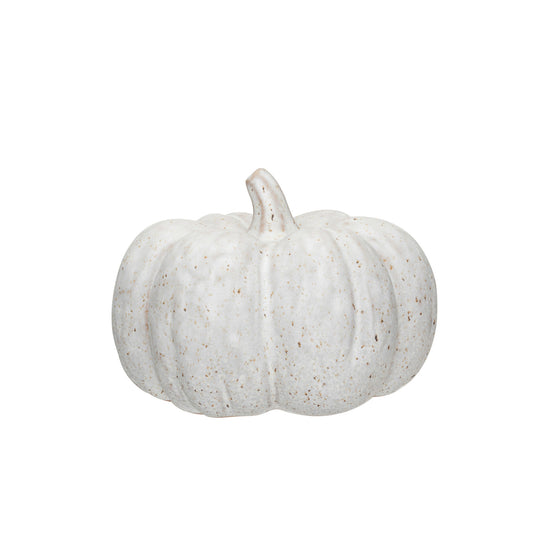 Stoneware Pumpkin, Reactive Glaze, Cream Color Speckled (Each One Will Vary)