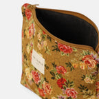 Floral Jacquard Large Makeup Bag – Mustard & Red (Esme)
