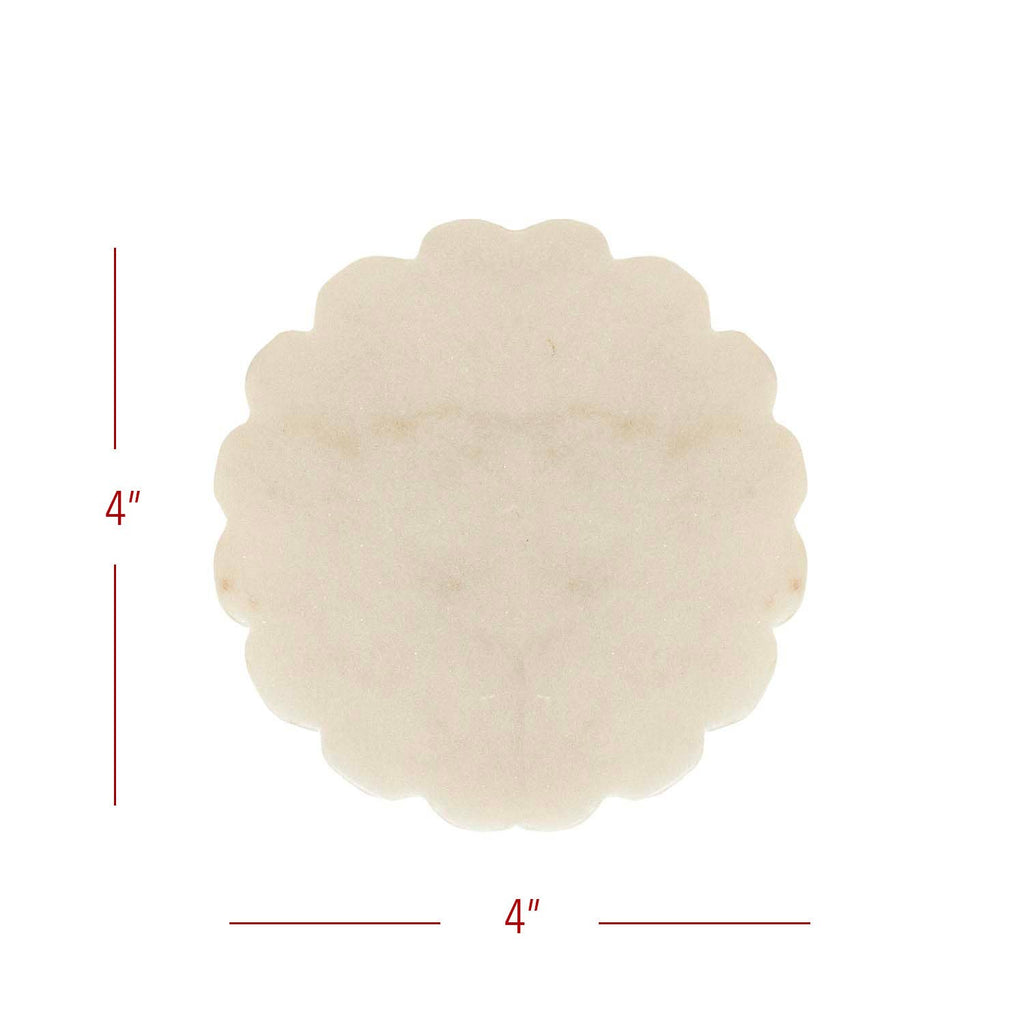 Emery Scallop Edge Set 4 Coaster Set Marble Jute Tie