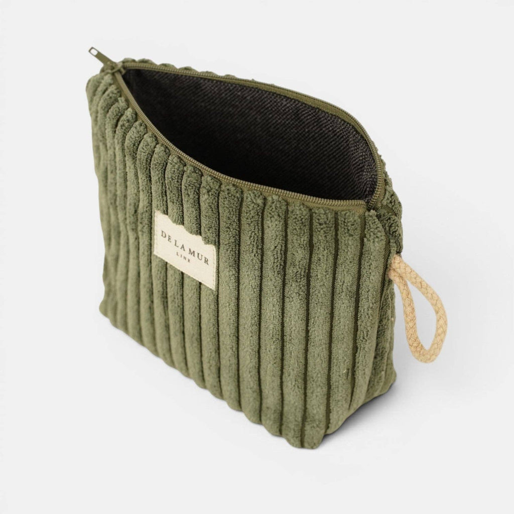 Corduroy Small Makeup Bag – Olive Green (Musgo)