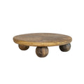 Hand-Carved Mango Wood Pedestal, Natural