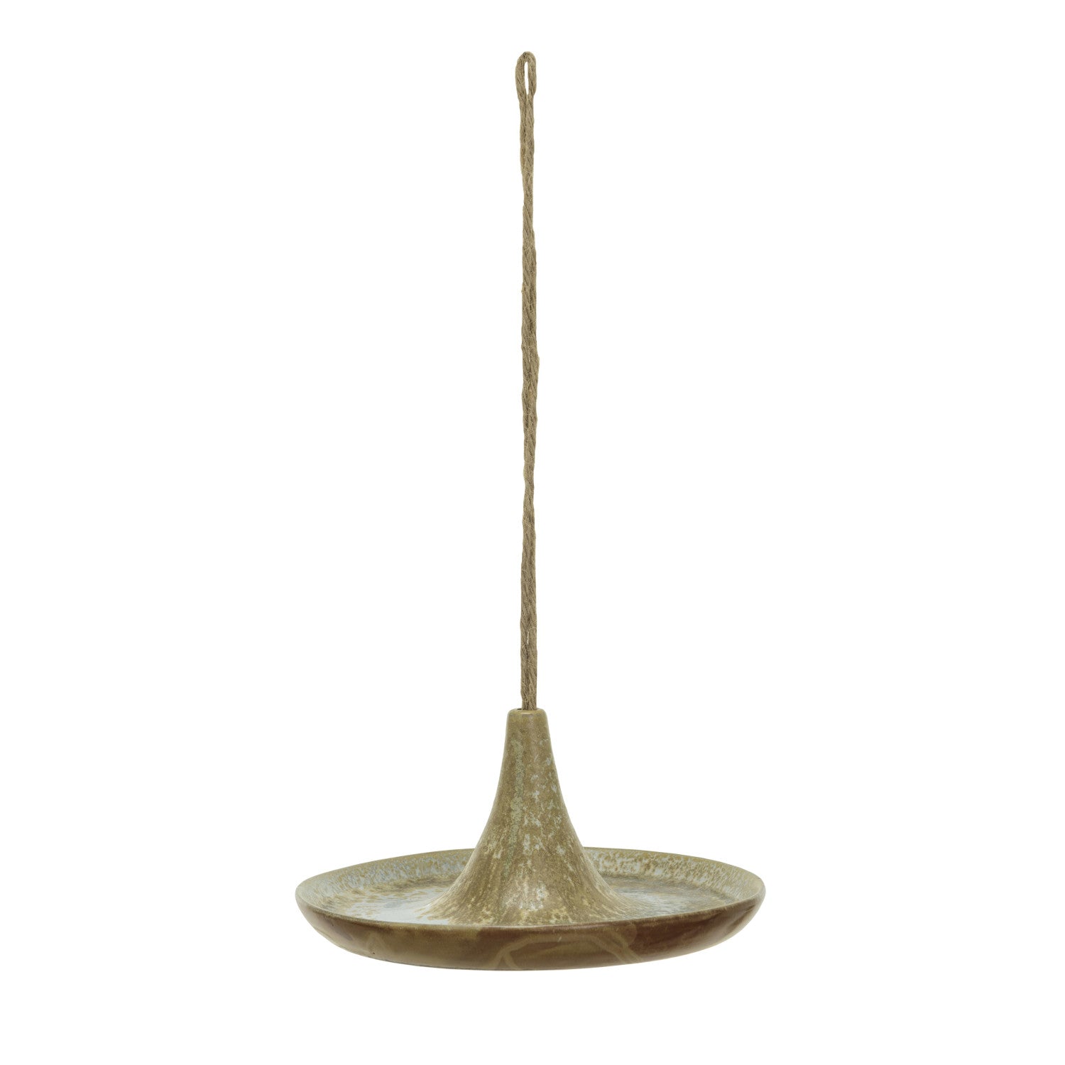 Stoneware Bird Feeder w/ Jute Hanger (Each One Will Vary)