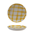 Hand-Painted Stoneware Dish with Grid Pattern (Each Will Vary)