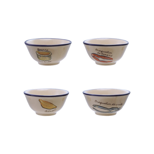 Stoneware Pinch Pot with Seafood Accoutrements, 4 Styles ©