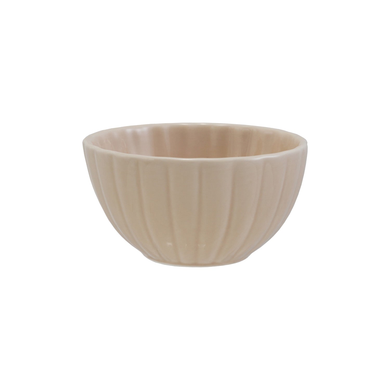 Stoneware Ribbed Bowl, Reactive Glaze, Cream Color (Each One Will Vary)
