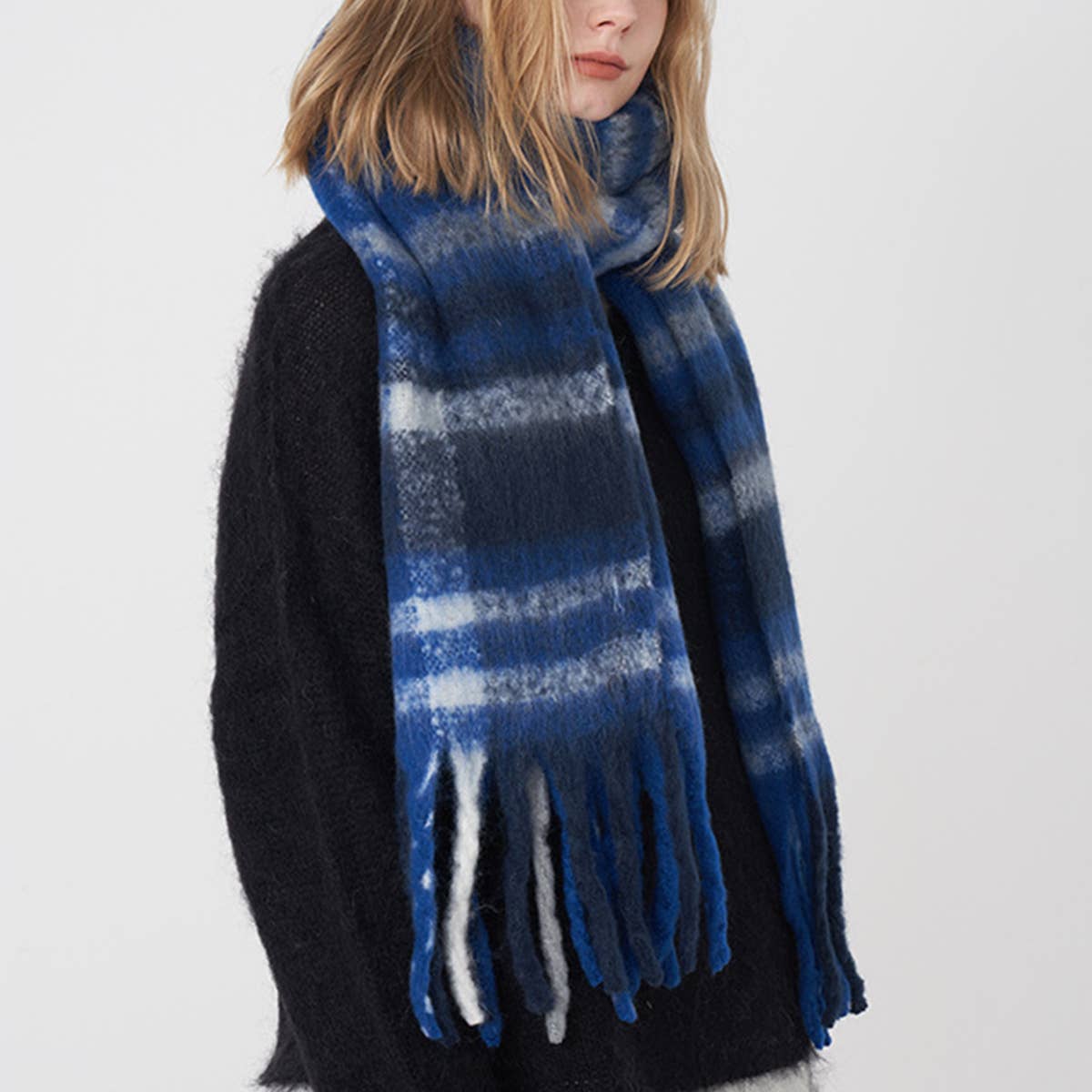 Plaid Tassel Scarf