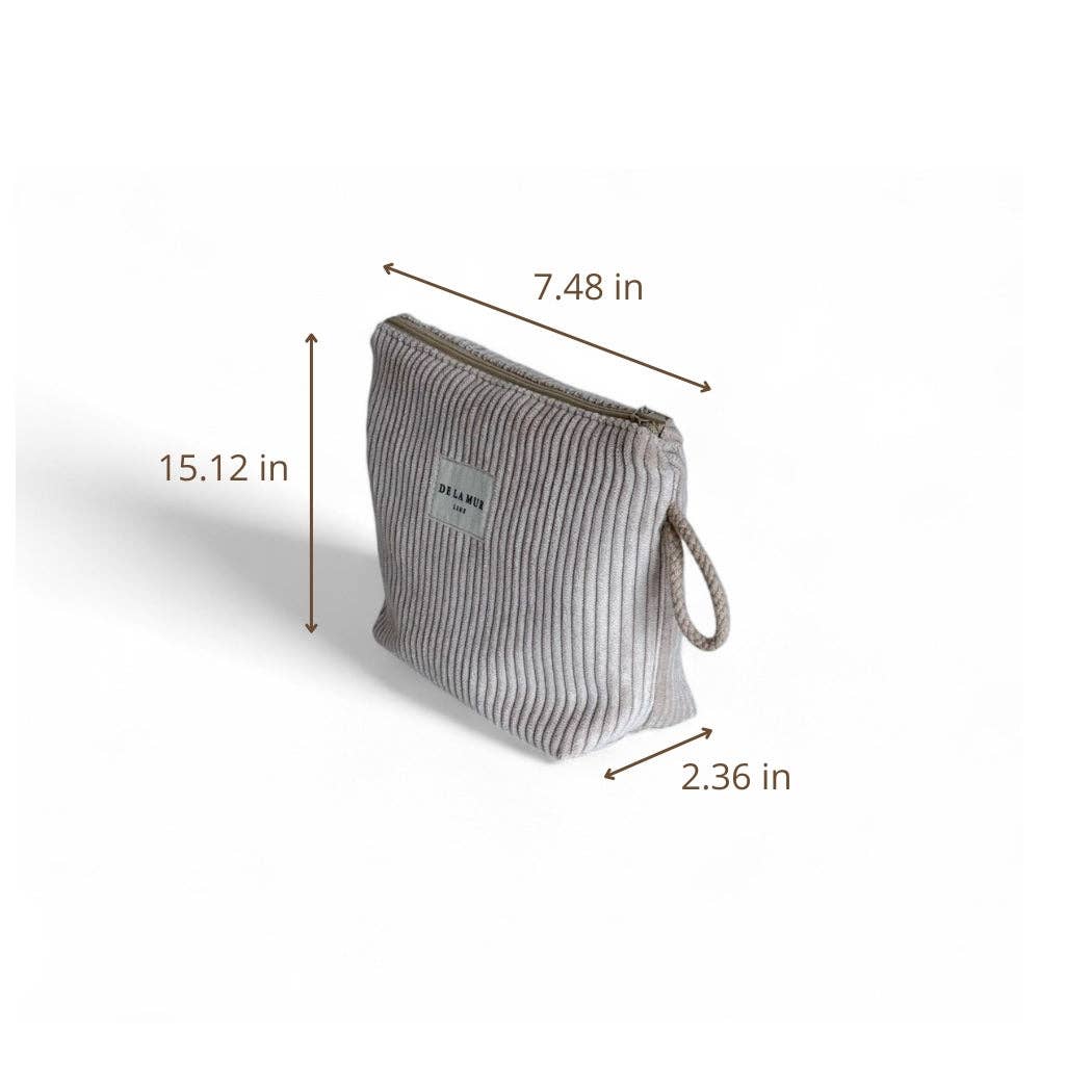 Corduroy Large Makeup Bag – Taupe (Tofe)