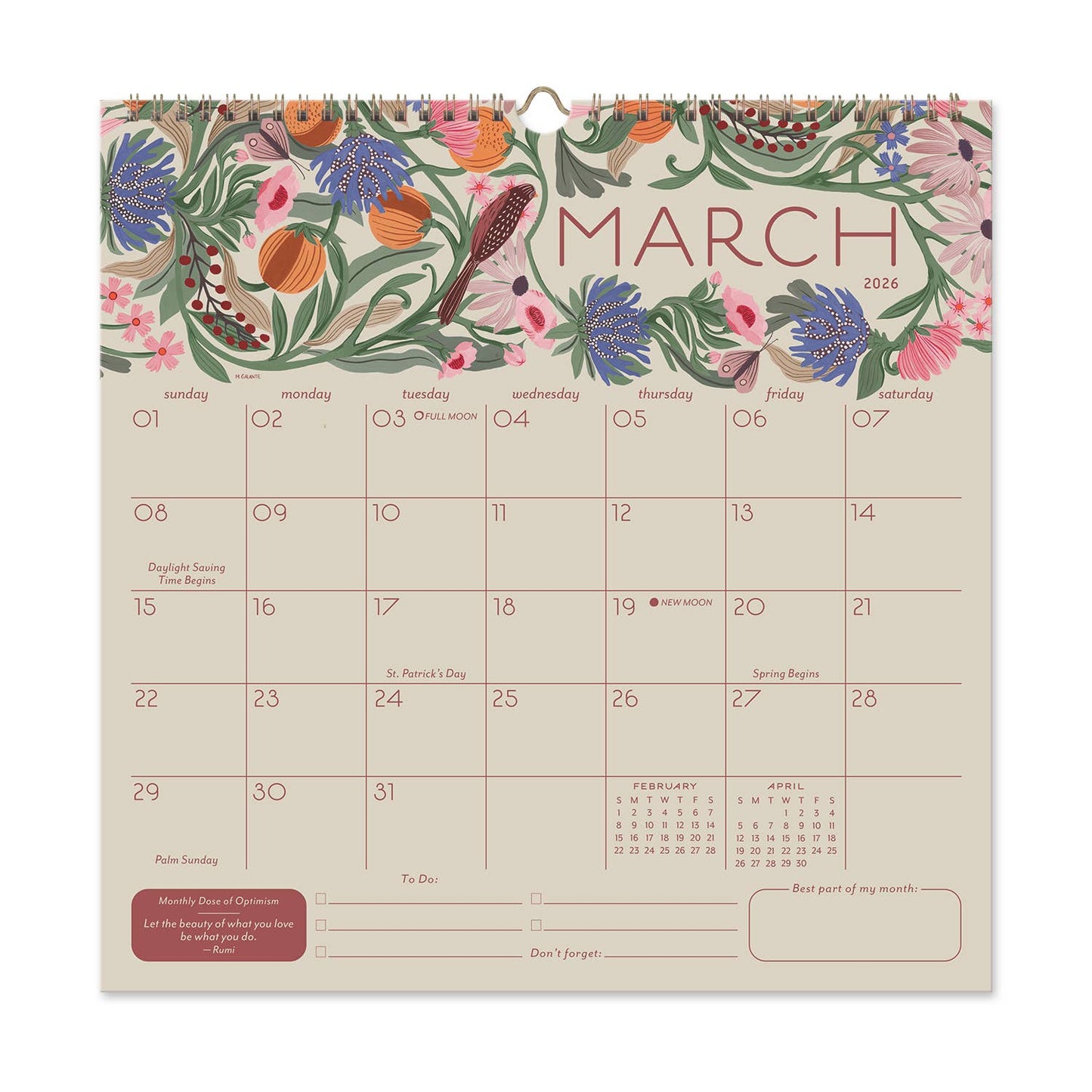 2026 Seedlings Garden Party 12 Month Classic Grid Calendar