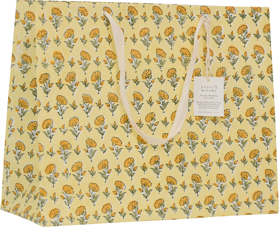 Large Block Print Gift Bag - Ditsy Yellow Floral