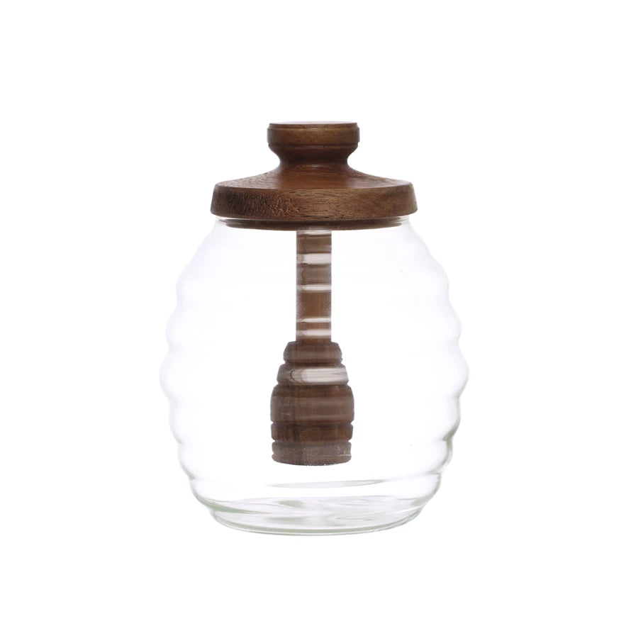 Honey Jar w/ Acacia Wood Lid & Dipper